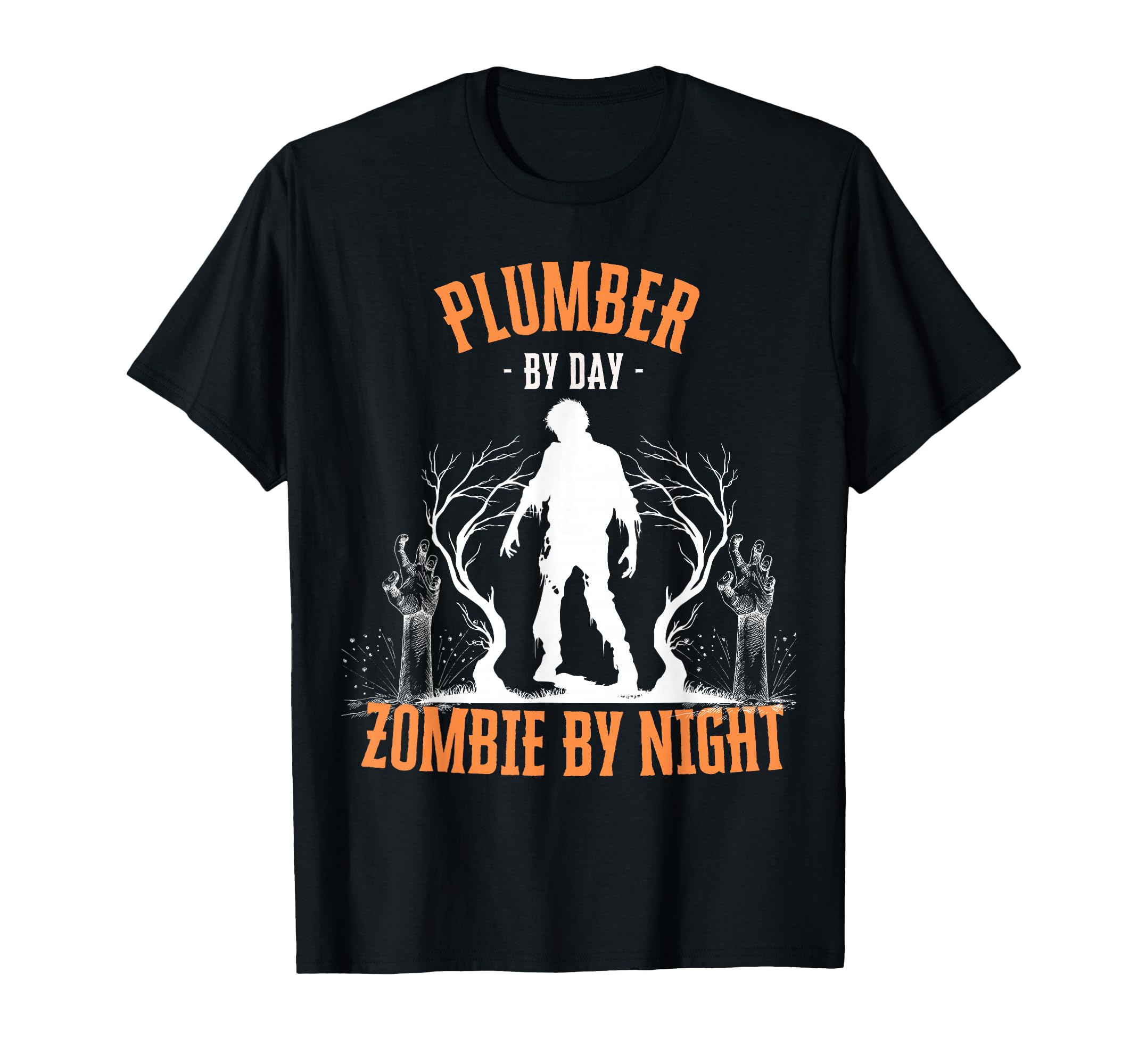 Fontanero de día Zombie por la Noche Divertido Halloween Espeluznante Aterrador Camiseta