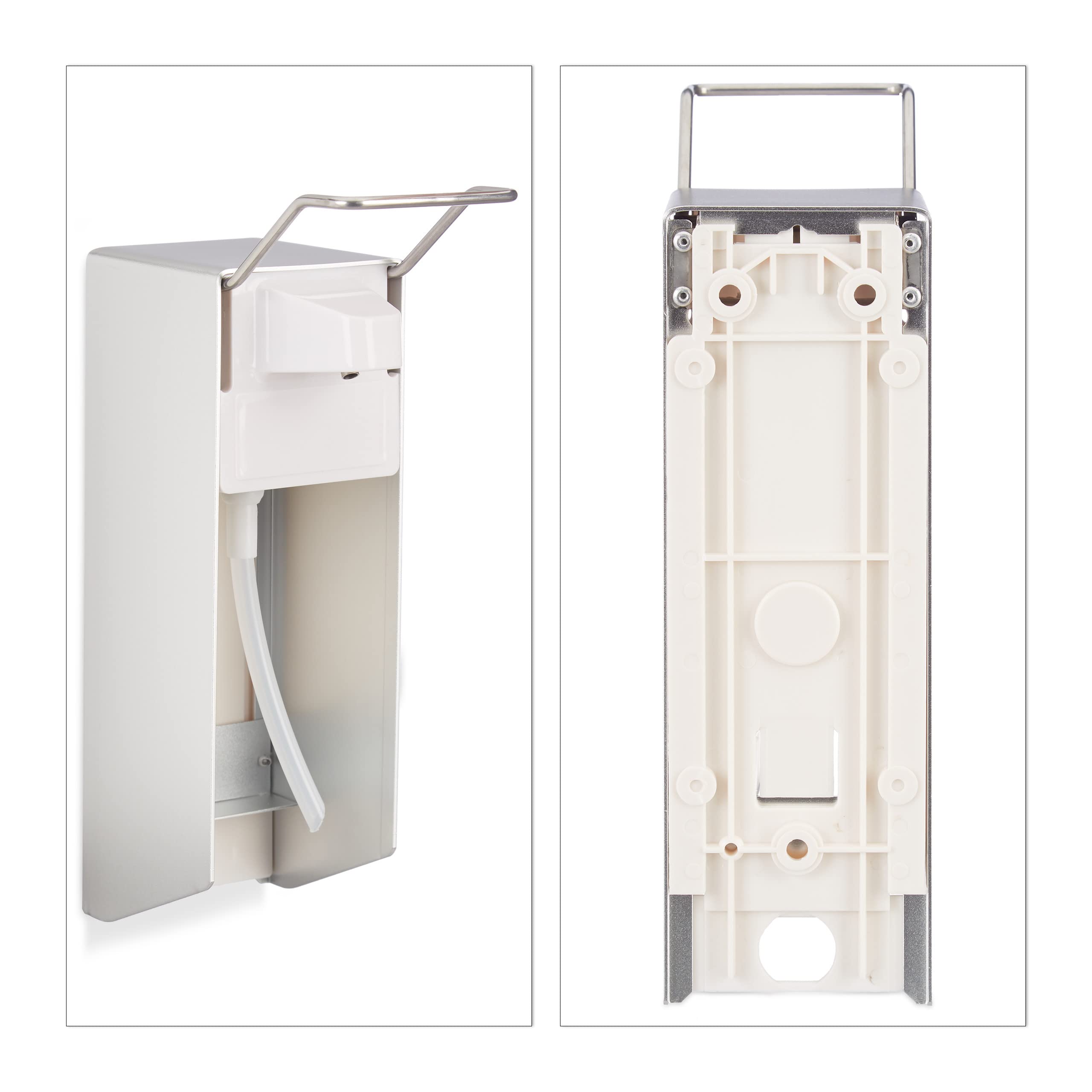 10x Dispenser Sapone 500 ml, Erogatore Disinfettante Fissaggio a Parete, Dosatore Bagno, Portasapone Gomito, Bianco