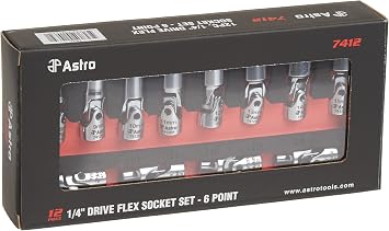 Astro Pneumatic Tool 7412 12-Piece 1/4 Drive Flex Socket Set - 6 Point - Metric