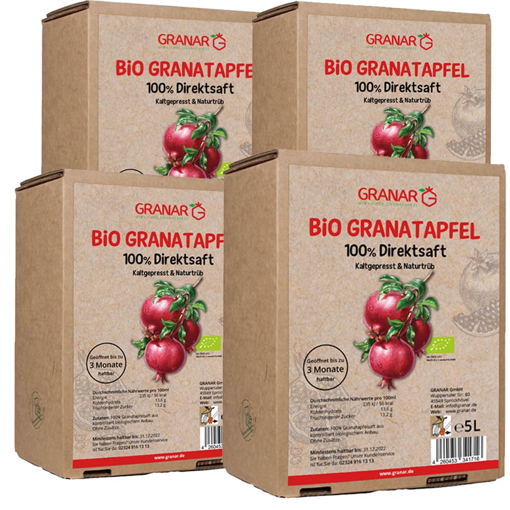 Granar Bio Granatapfel Direktsaft Muttersaft, 4x5 l
