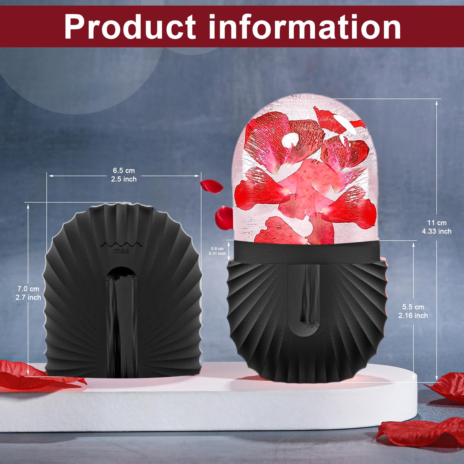 Joyeee Ice Roller, rodillo de hielo facial, Ojo Masaje Belleza facial Cuidado de la piel Compresa de hielo Reduce los poros, antiarrugas, reduce la hinchazón, mejora la elasticidad de la piel, Negro