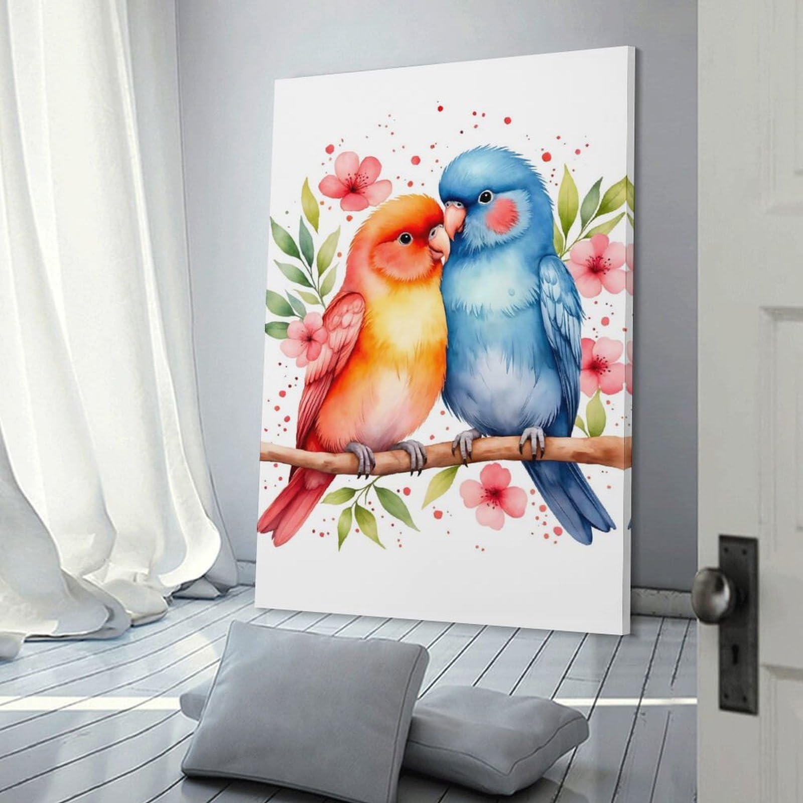 Junmoney Lovebirds Home Decor Wall Art 16x24inch(40x60cm), for Gallery Wall Layouts in Home Or Office, A Versatile Canvas Print for Layering