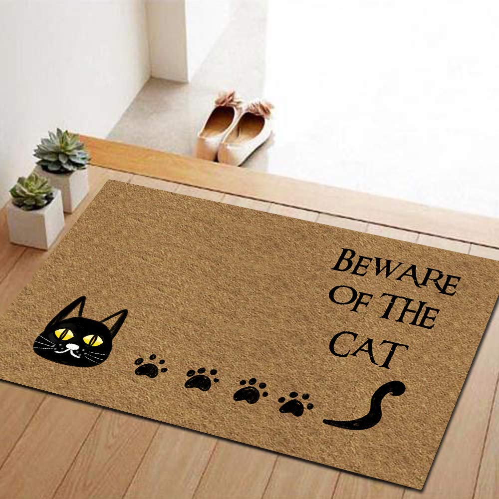 JJUUYOU Grote Kat Voordeur Matten Welkom Mat voor Thuis Entree Deurmat Outdoor Indoor Antislip Rubber Backing Terug Deurmat Waterdichte Leuke Vloermat Veranda Schoen Tapijten