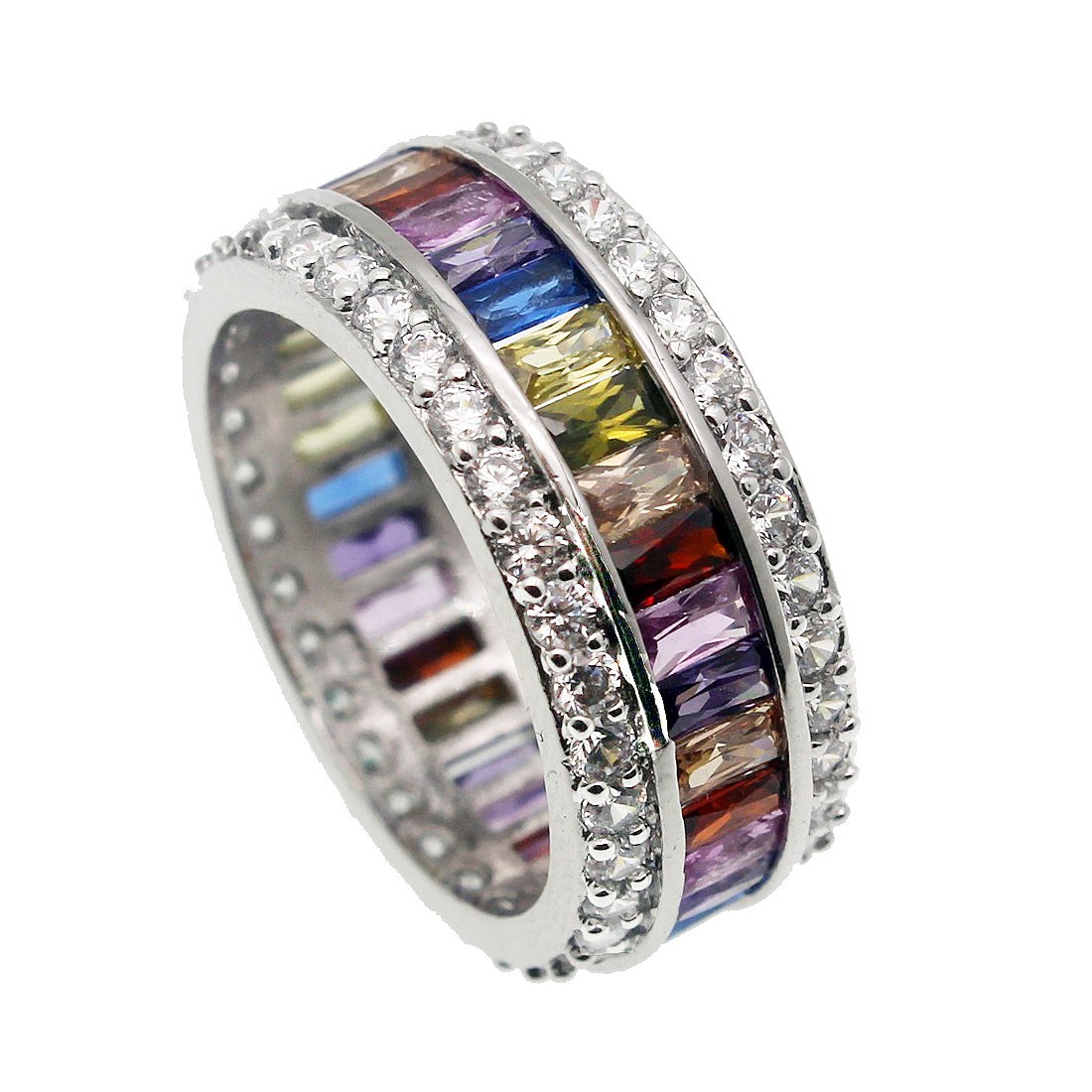 HermosaWedding Ring for Women Mother's Day Multicolor Ring Jewelry for Mom Her Band Ring Size 6 7 8 9 10 11 12