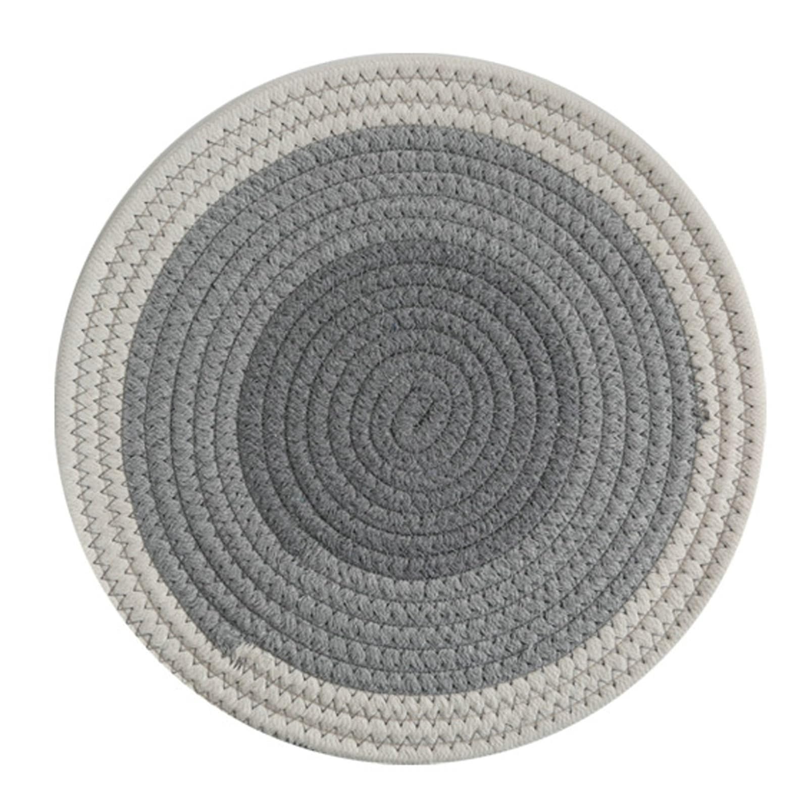 Sets de table ronds tissés gris blanc pour protéger votre table des taches