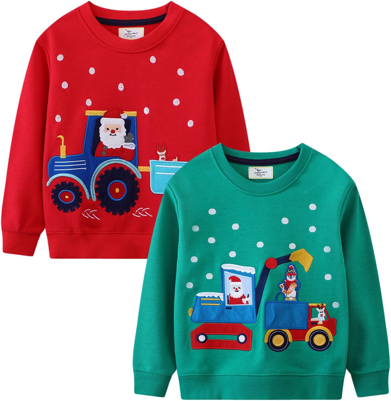 LOKTARC 2 Pack Toddler Boys Sweatshirts Patterned Long Sleeve Pullover Crewneck Tops Shirts