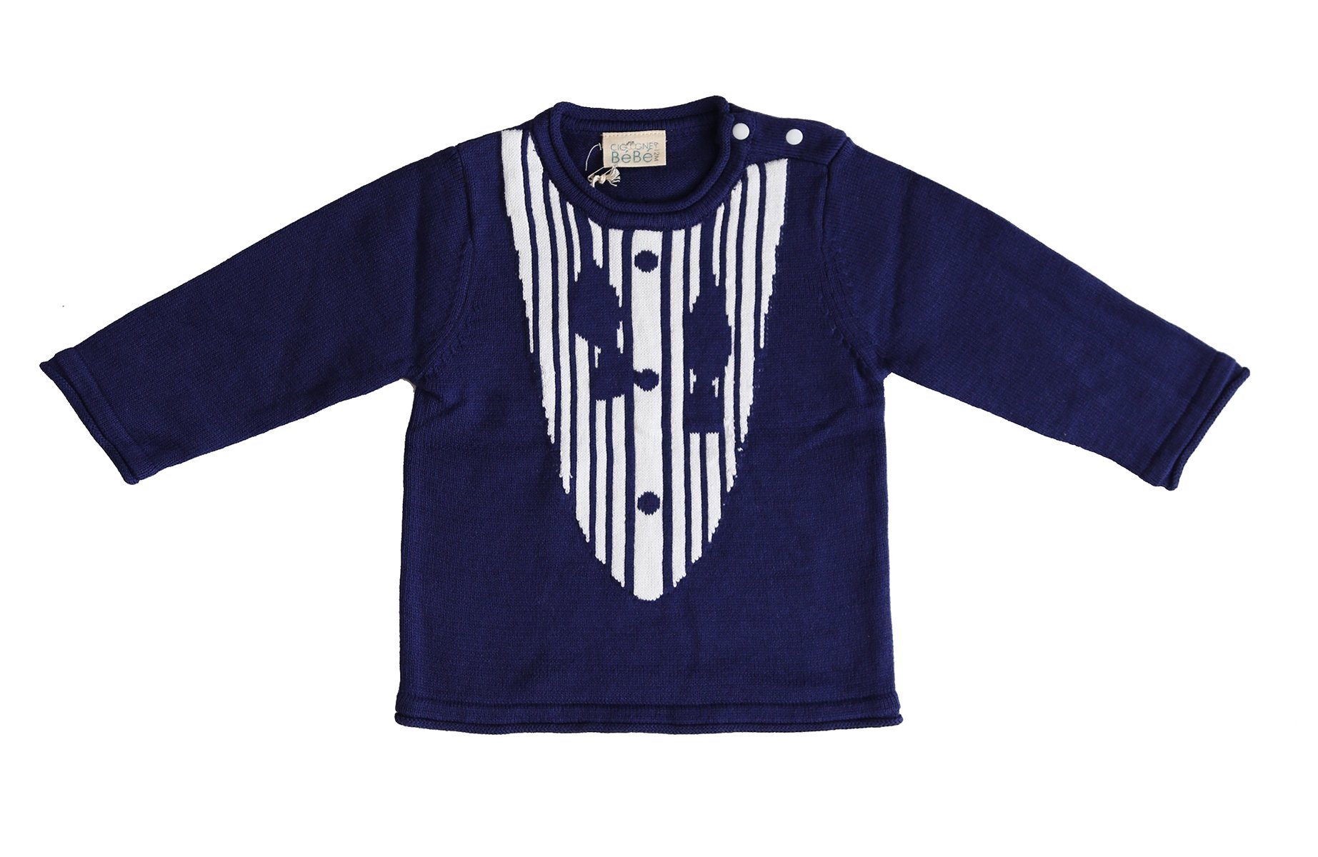 Cigogne BeBe Babies' 100% Cotton Tuxedo Sweater (12-18 Months)