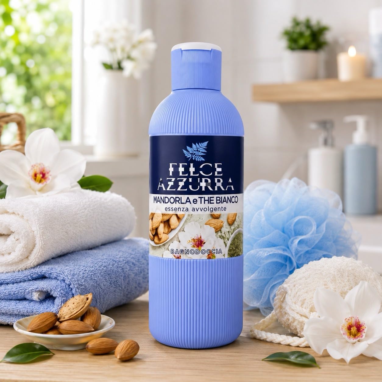 Bagnodoccia Mandorla e Tè Bianco – Docciaschiuma con Essenza Avvolgente – Detergente Corpo Delicato per Uso Quotidiano – Pelle Morbida e Profumata - 12 Unita da 650ml