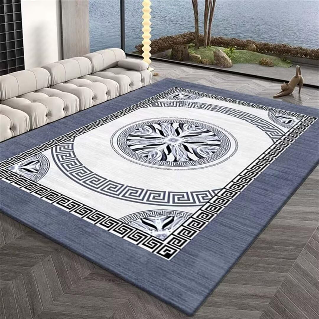 Tapis de salon moderne bleu lavable 160x200 pour décoration chambre
