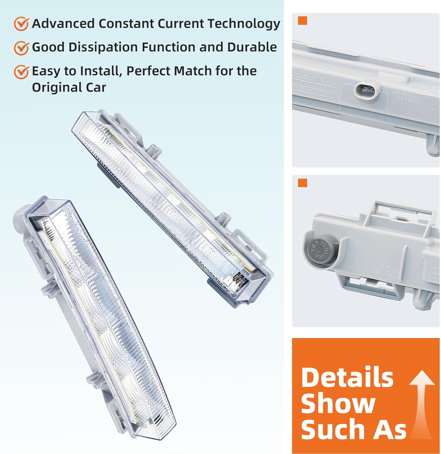 1 Pair LED Daytime Running Light DRL Fog Lamp Compatible with Mercedes Benz W166 ML350 ML550 ML63AMG 2013-2014 X204 GLK250 GLK350 2013-2015 Replaces A2049065401 A2049065501
