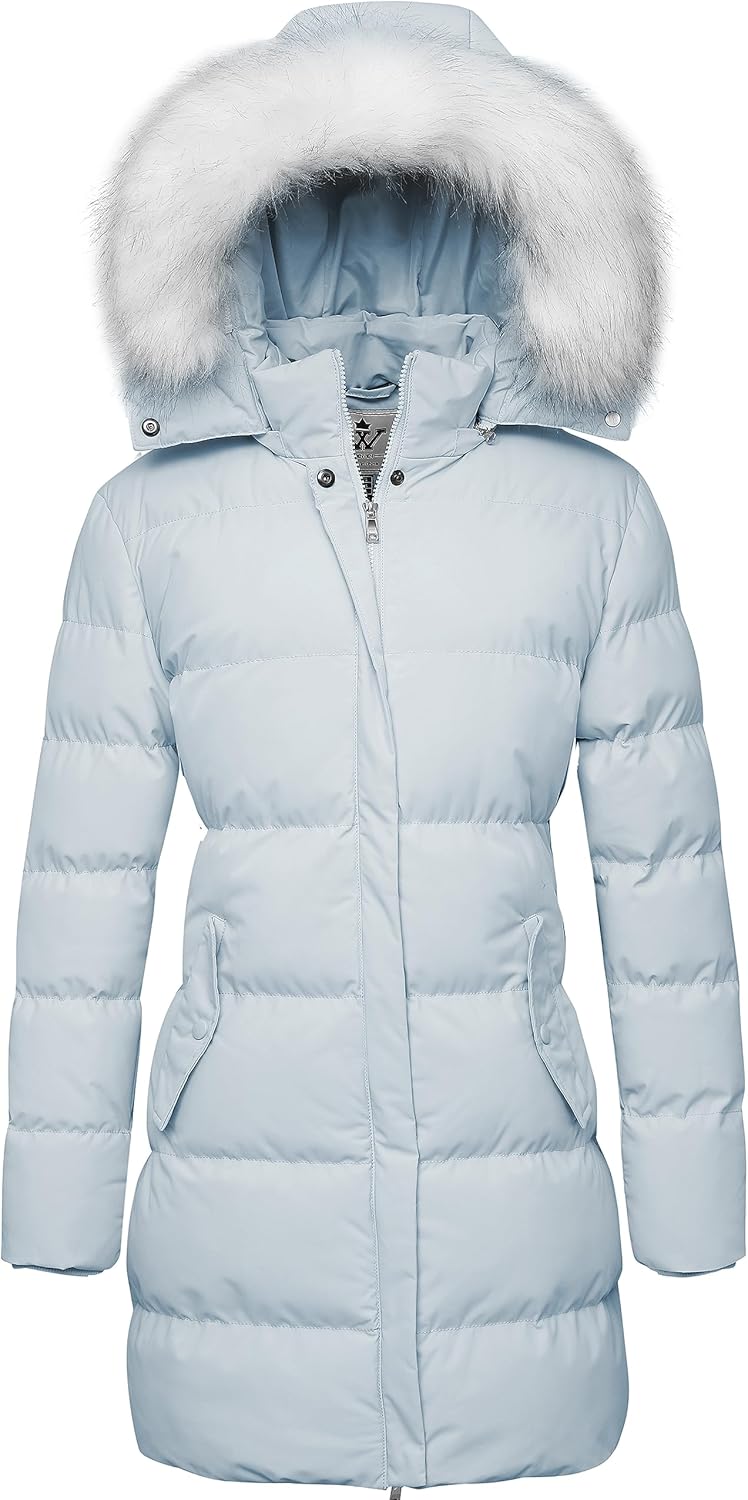 WenVen Women's Winter Thicken Puffer Coat Warm Jacket with Faux Fur Removable Hood