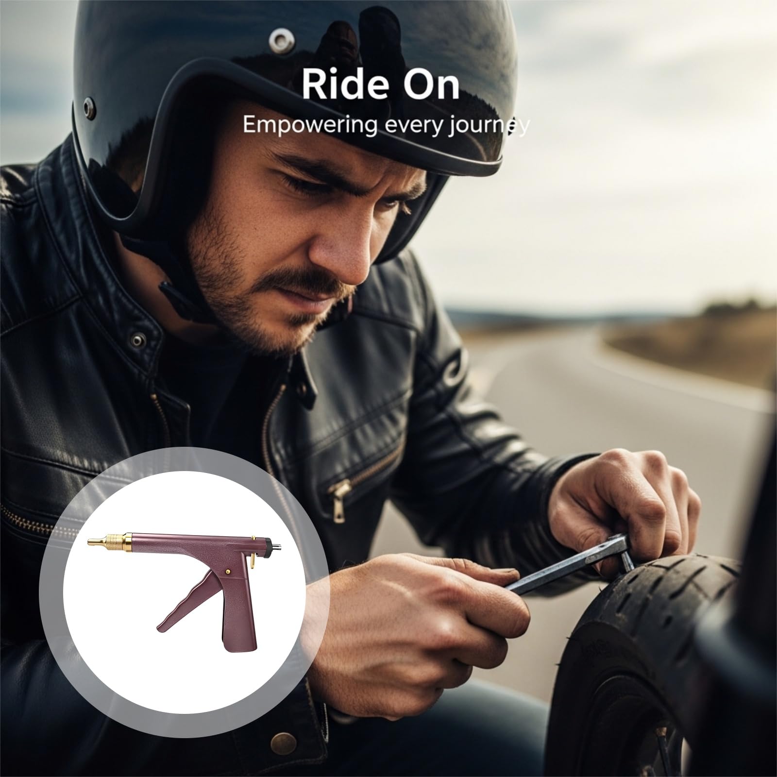 Ręczny zestaw naprawczy do opon z zatyczkami grzybowymi, dyszami, tarnikiem stożkowym i skrobakiem, zestaw narzędzi do naprawy opon do motocykli i pojazdów elektrycznych, 33 x 20 x 4,6 cm