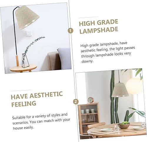 Miniatura 5 de DOITOOL Lámpara de ratán E27, lámpara rústica, lámparas de pared, lámparas colgantes de ratán, lámpara de escritorio, pantalla de mimbre, lámpara de