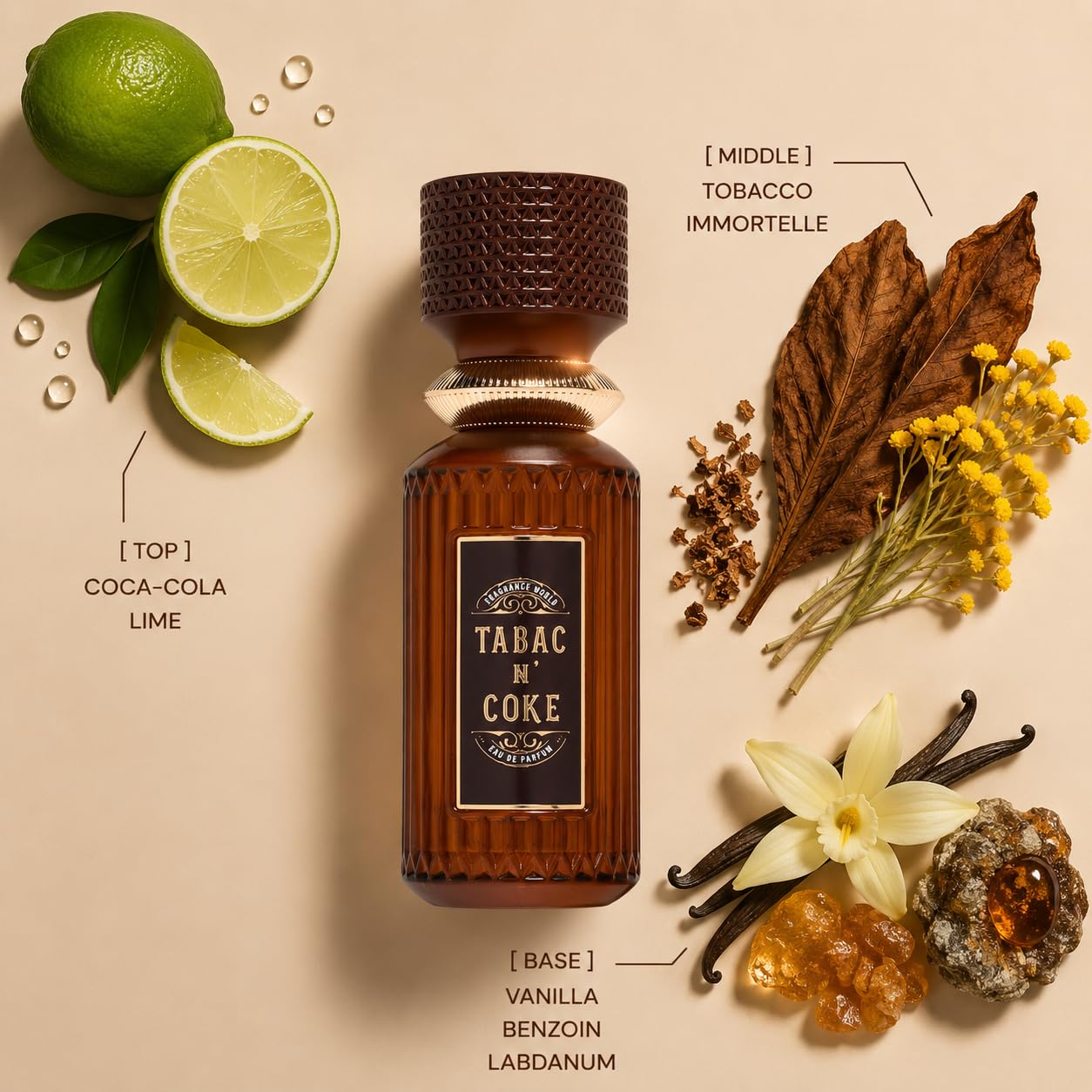 fragrance world tobacco and coke Tabac N' EDP 100ml honeyed glow of the immortelle flower Fragrance World - Tabac N'