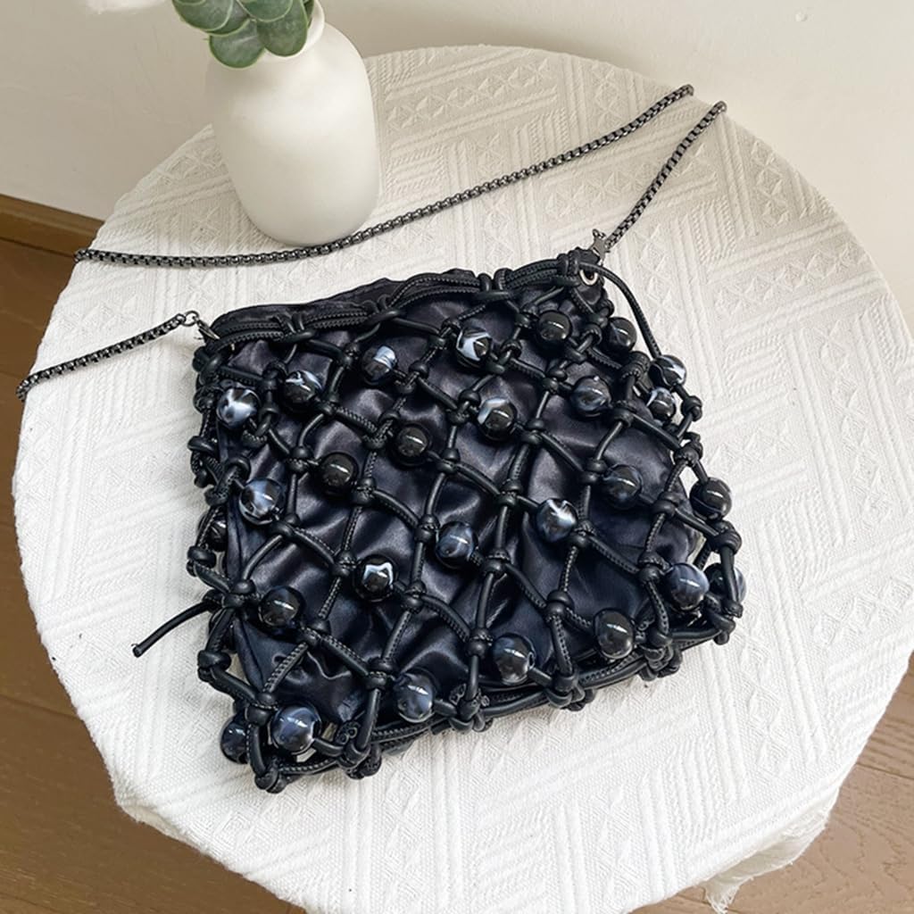 ユニークな魅力的な汎用ビーズショルダー財布のイブニングバッグを持つ女性のためのトレンディなPUパールズビーズクロスボディ