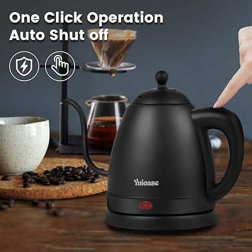 Miniatura 6 de Hervidor eléctrico de cuello de cisne, hervidor de café de acero inoxidable, apagado automático, caldera de agua antiseca, café y té de vertido,