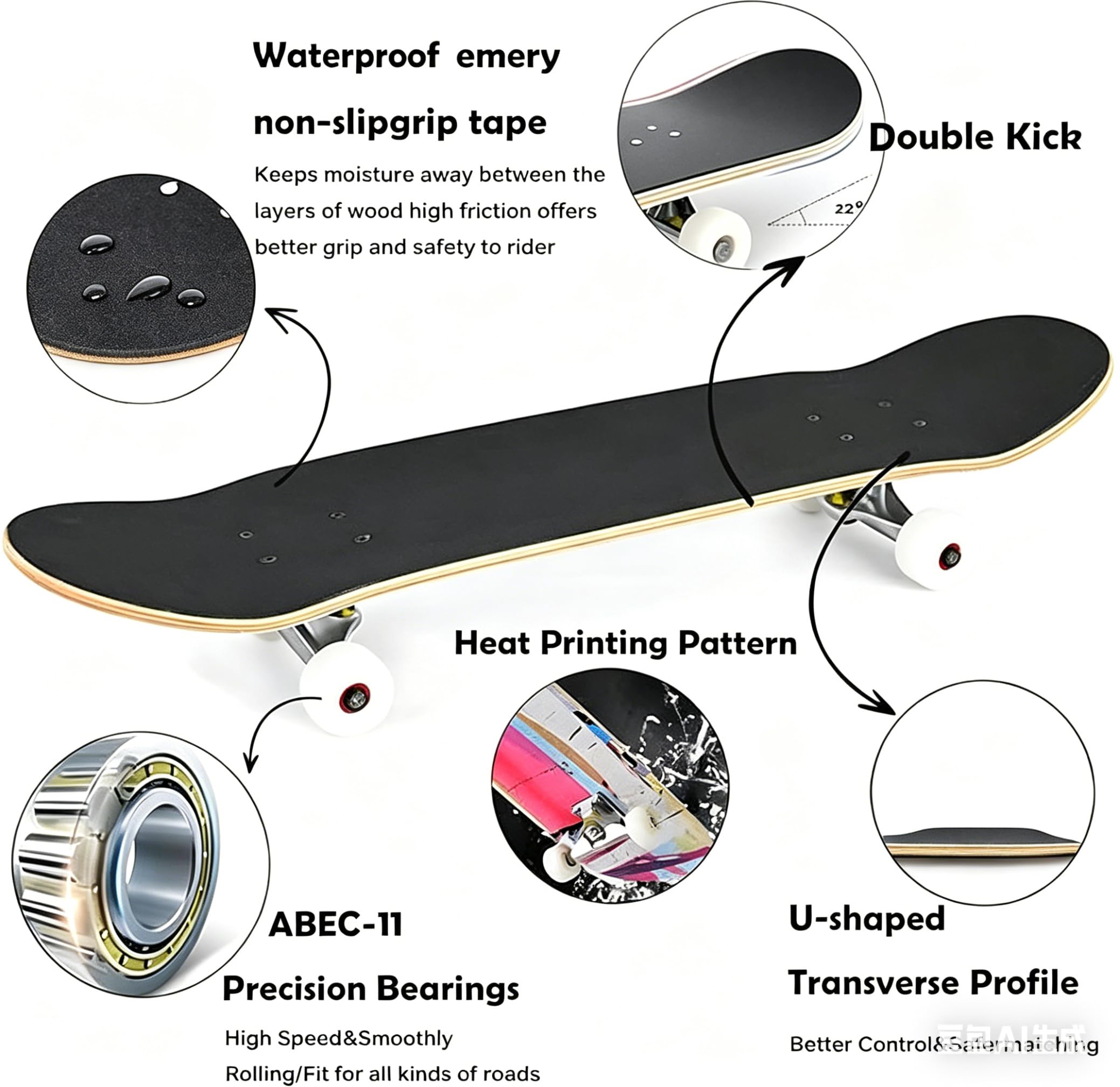 Longboard 31 pulgadas Drop-Through Freeride Skating Cruiser Camino Monopatín con Light Up Wheels para niñas principiantes y niños adultos como regalo