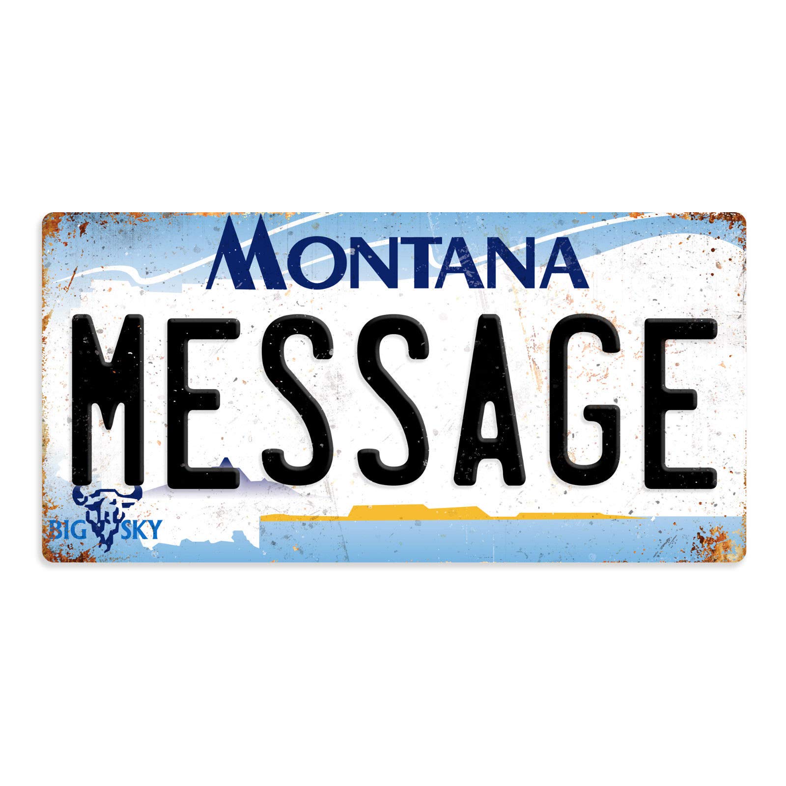 Toasted Merch Montana Personalised American Number Plates - Custom – Sticky Pads | Printed Metal Wall Sign Plaque Printed Metal Wall Sign Plaque Show Plate