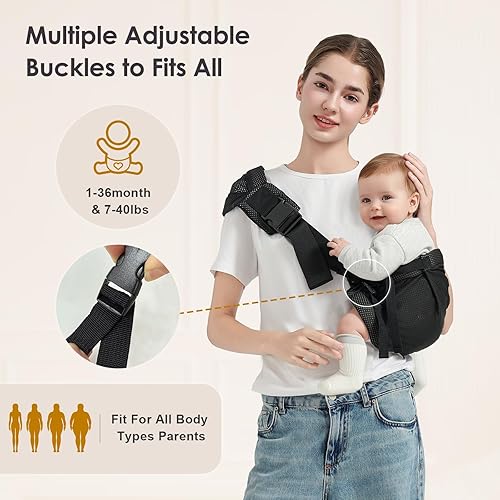 Miniatura 2 de Portabebés para niños pequeños, fácil de llevar, de 7 a 40 libras, ajustable y ligero, portabebés perfecto para niños pequeños, talla única, malla