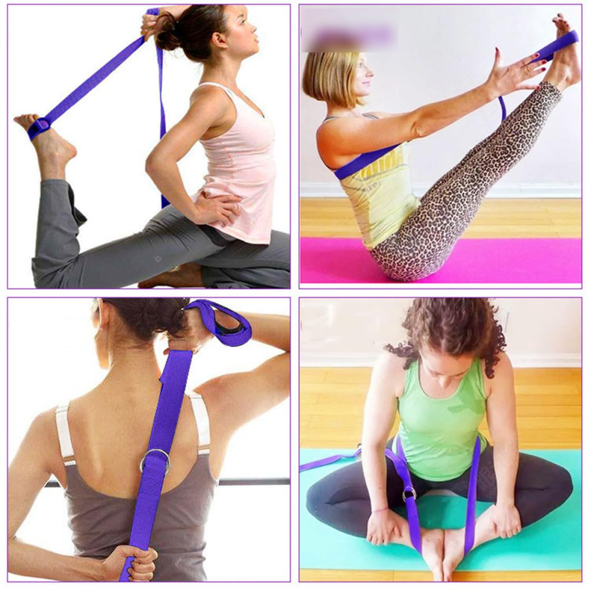 POPETPOP Yoga Straps for Stretching 2pcs Stretch Band Buckle Lightweight Sturdy for Flexibility Workout