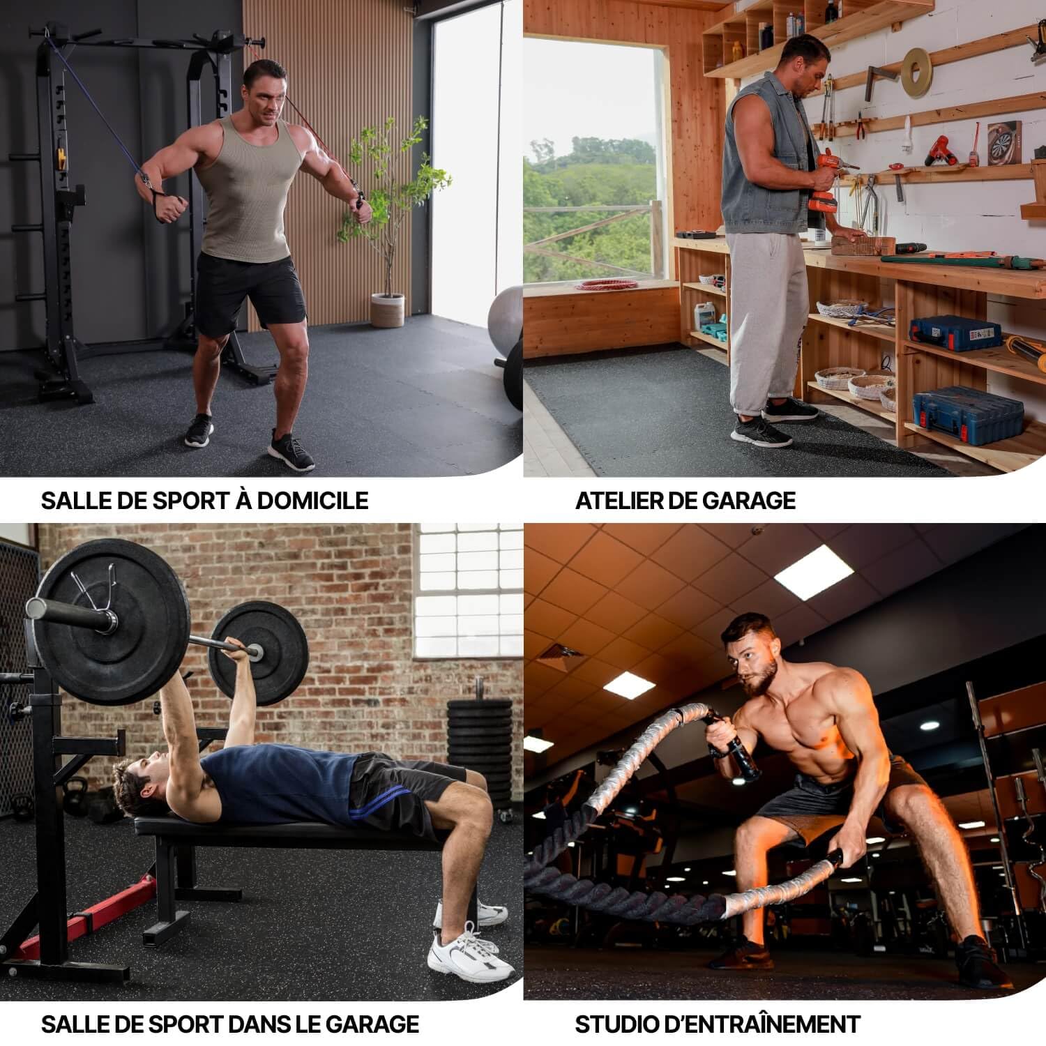 Tapis Puzzle AIRHOP 12 Pièces 60x60cm - Revêtement Sol Salle Sport | Caoutchouc Antidérapant 1.4cm Épais | Pour Home Gym Et Garage
