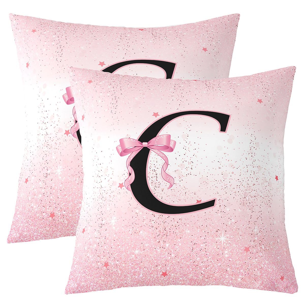 Lot de 2 housse de coussin 60x60 rose Homewish avec nœud papillon