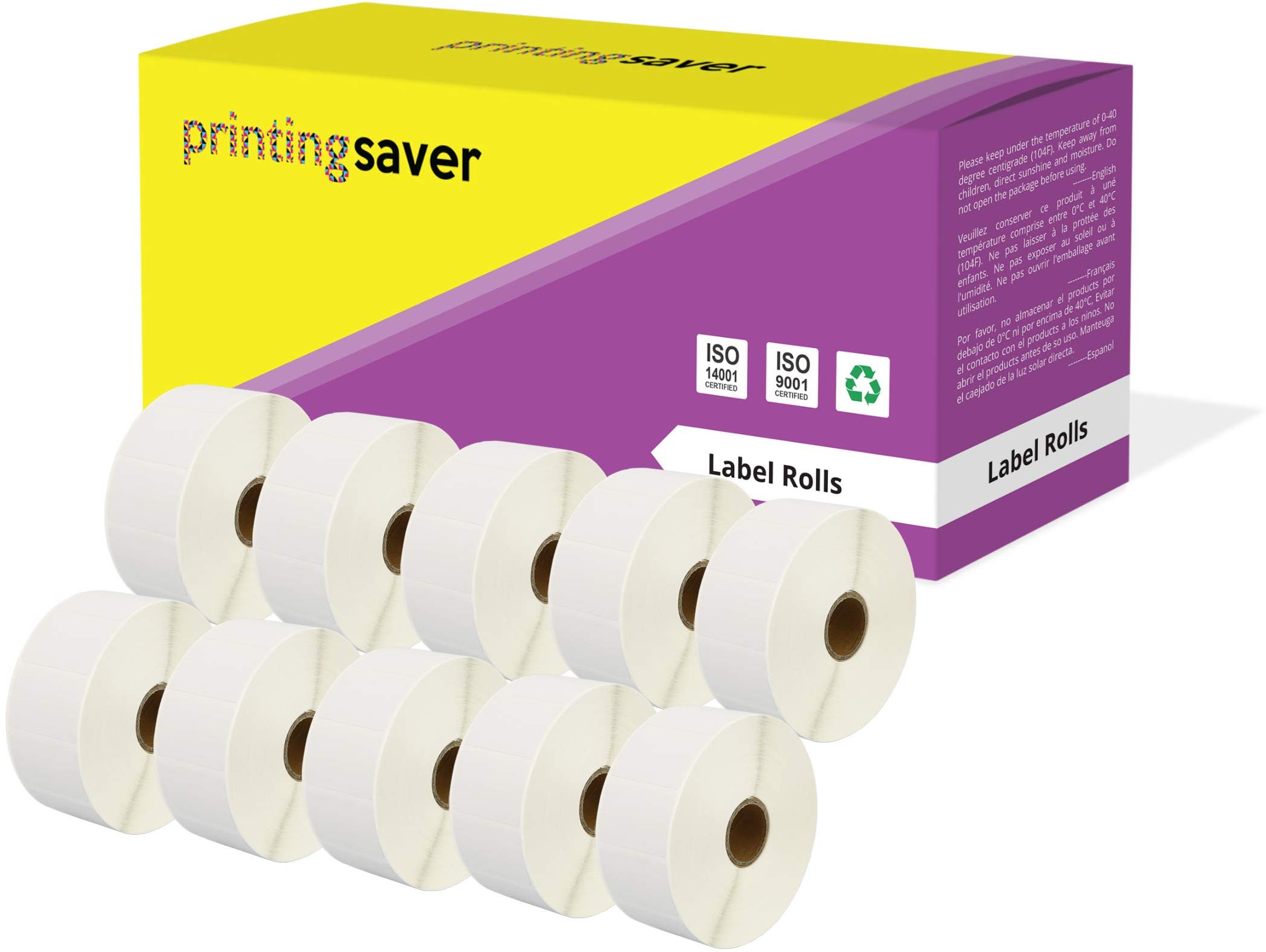 10 Compatible Rolls 38mm x 25mm White Direct Thermal Labels for Zebra GK420d GK420t GC420d GX420d GX420t GC420t GX430t GT800 LP2844 TLP 2844 Citizen CL-S521 CL-S621 CL-S631 (2000 Labels per Roll)
