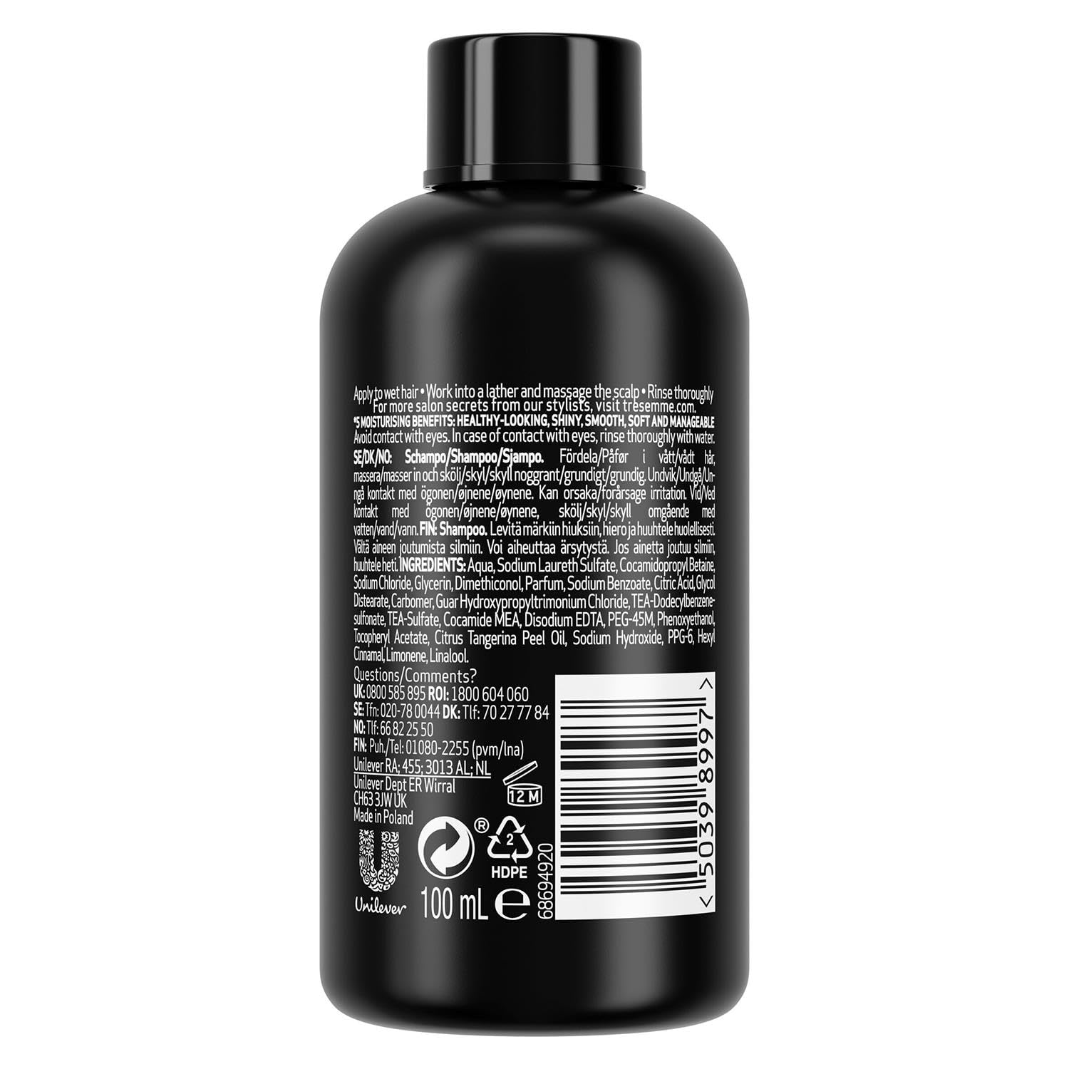 Tresemme Rich Moisture 3x Shampoo 100ml +3x Conditioner 100ml Travel Size (6x100ml), Dry Hair, 16.67 g (Pack of 6) - Image 4
