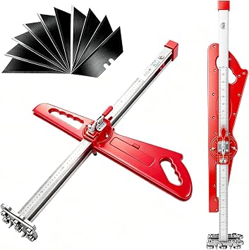 Foldable 4-Blade Drywall Cutter, 1/4"-5/8", 19 Wheels, 10 Blades