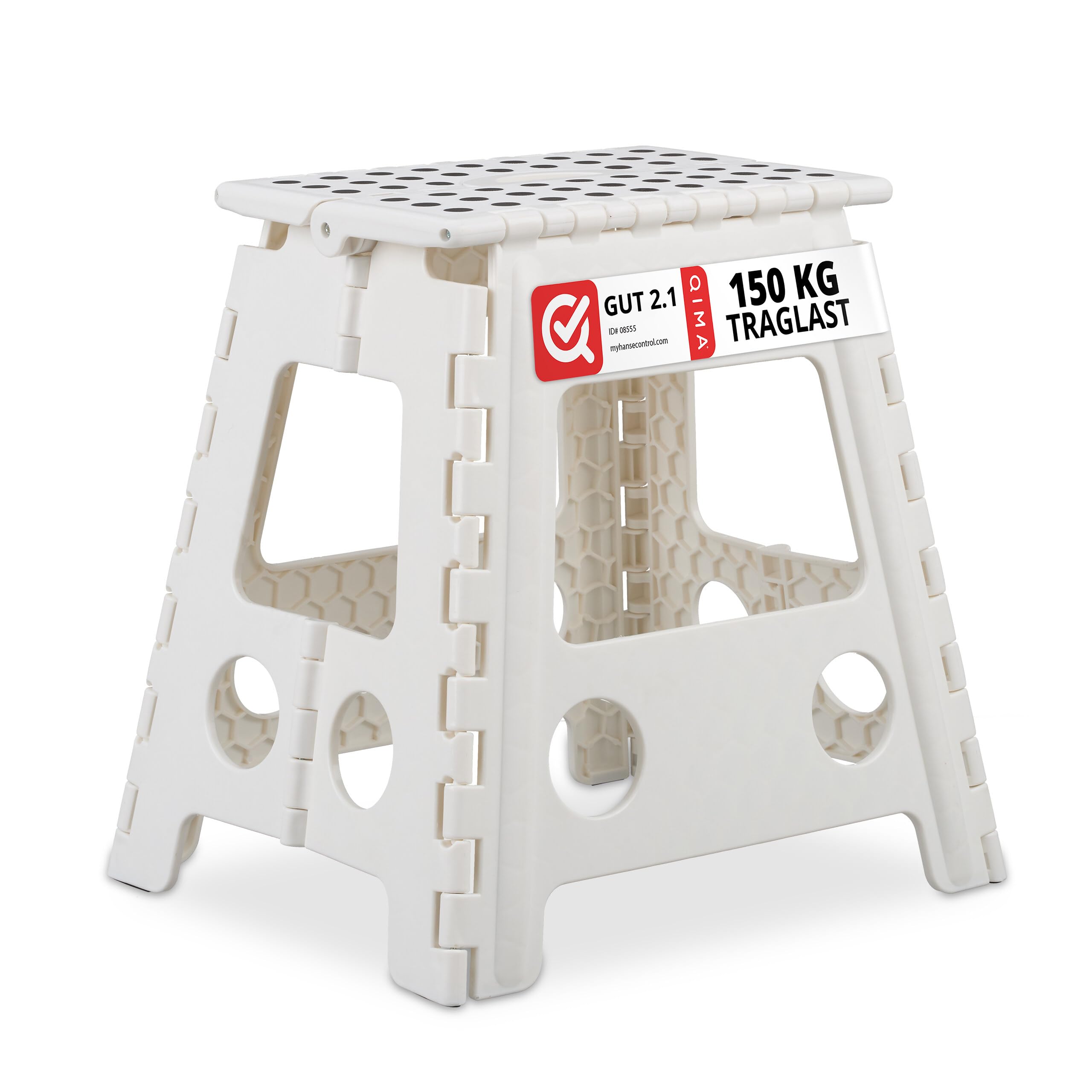 Relaxdays Set of 10 Folding Stools XL, Portable, Large Bathroom Step Stool, For up to 120 kg, Plastic, 39.5 cm, White