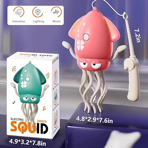 Miniatura 3 de Juguete musical de calamar bailarín rosa para niñas  Pulpo gateante y asistente para caminar para bebés de 6 a 12 meses  Regalo de primer cumpleaños