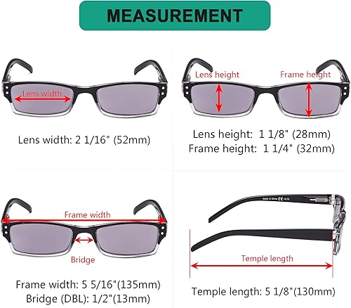 Miniatura 3 de Eyekepper Paquete de 4 lentes de sol clásicos de lectura para mujeres y hombres, lentes grises de dos tonos +2.00