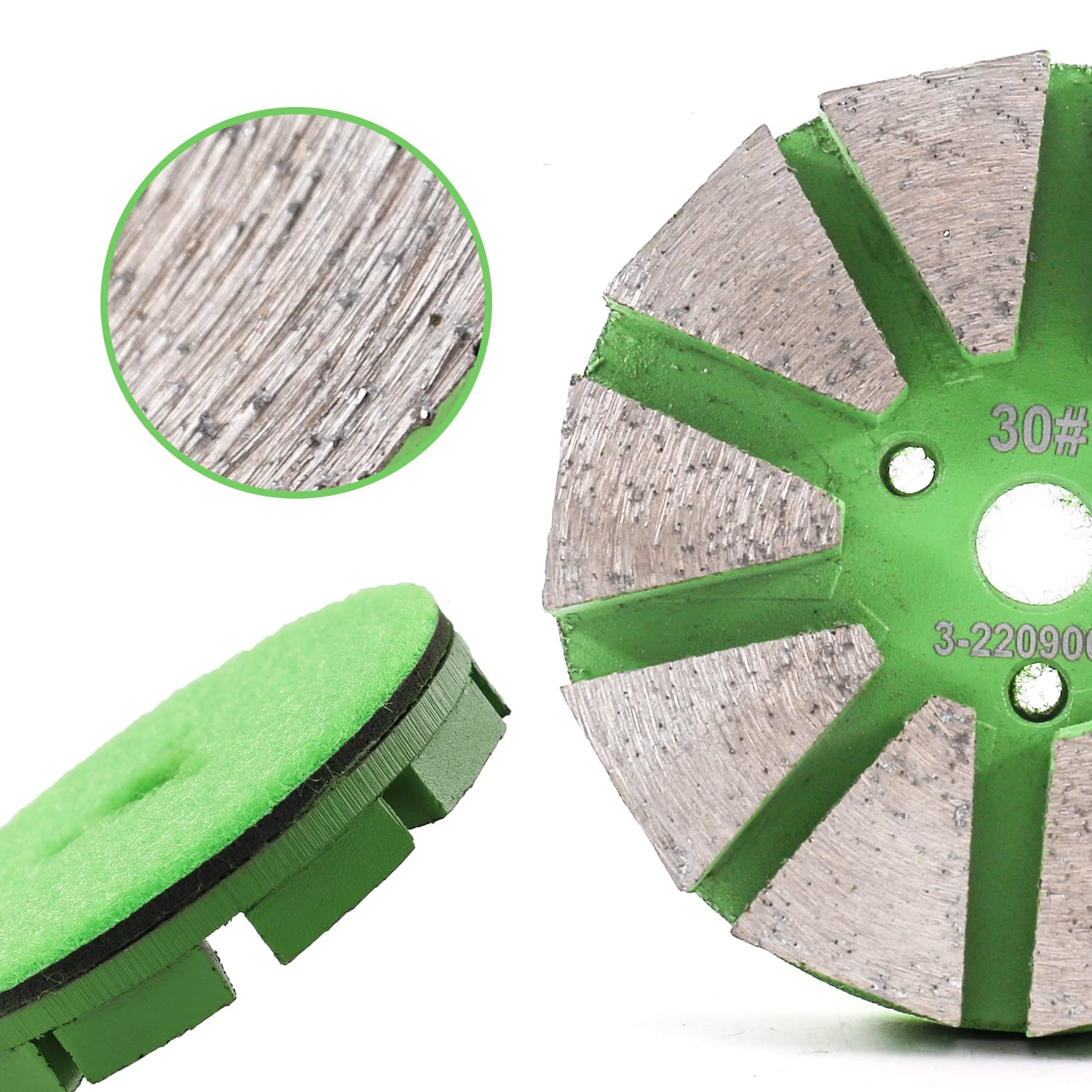Metalowa diamentowa podkładka polerska do podłóg 7 cm podkładki szlifierskie do płytek kamień, marmuru, betonu, granitu, tarczy szlifierskiej (ziarnistość 30-3 szt.)