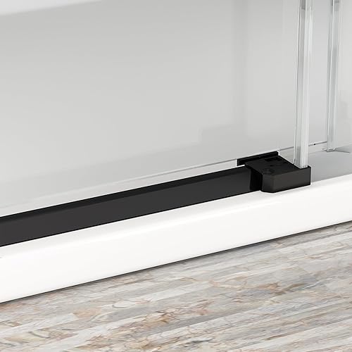 Miniatura 32 de Sunrosa Puerta de ducha semi-sin marco, 59-2/8 pulgadas de ancho 60 pulgadas de alto, puerta corredera simple con vidrio templado 5/16 pulgadas Oro