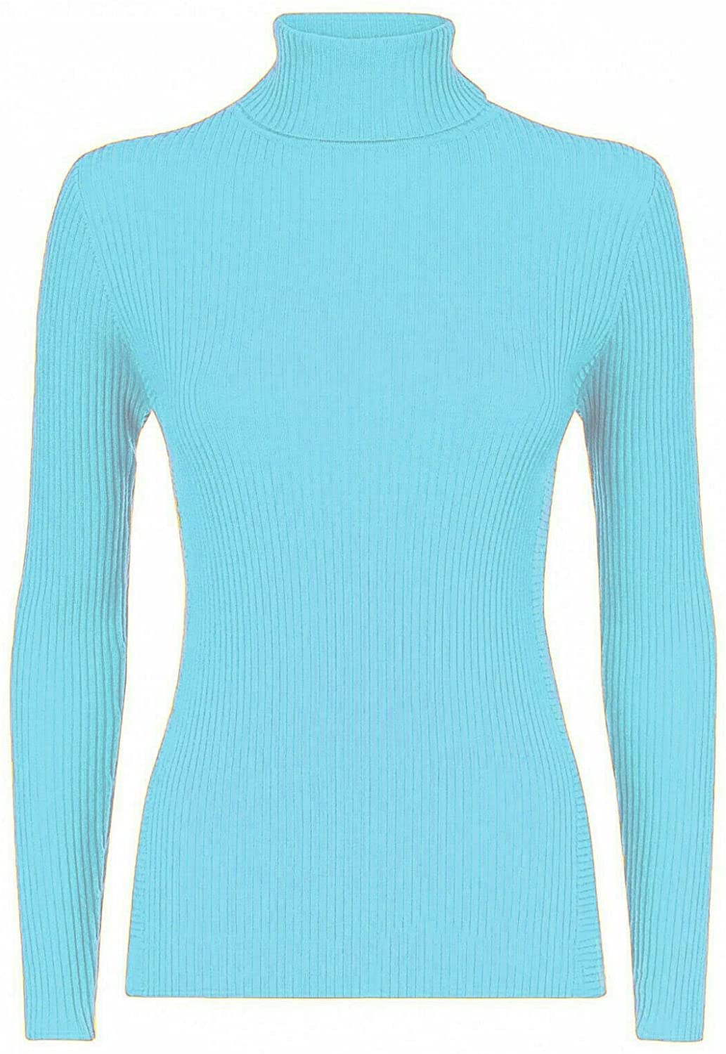 Wearall Women's Mint Ribbed Stretch Polo Neck Top - 12/14