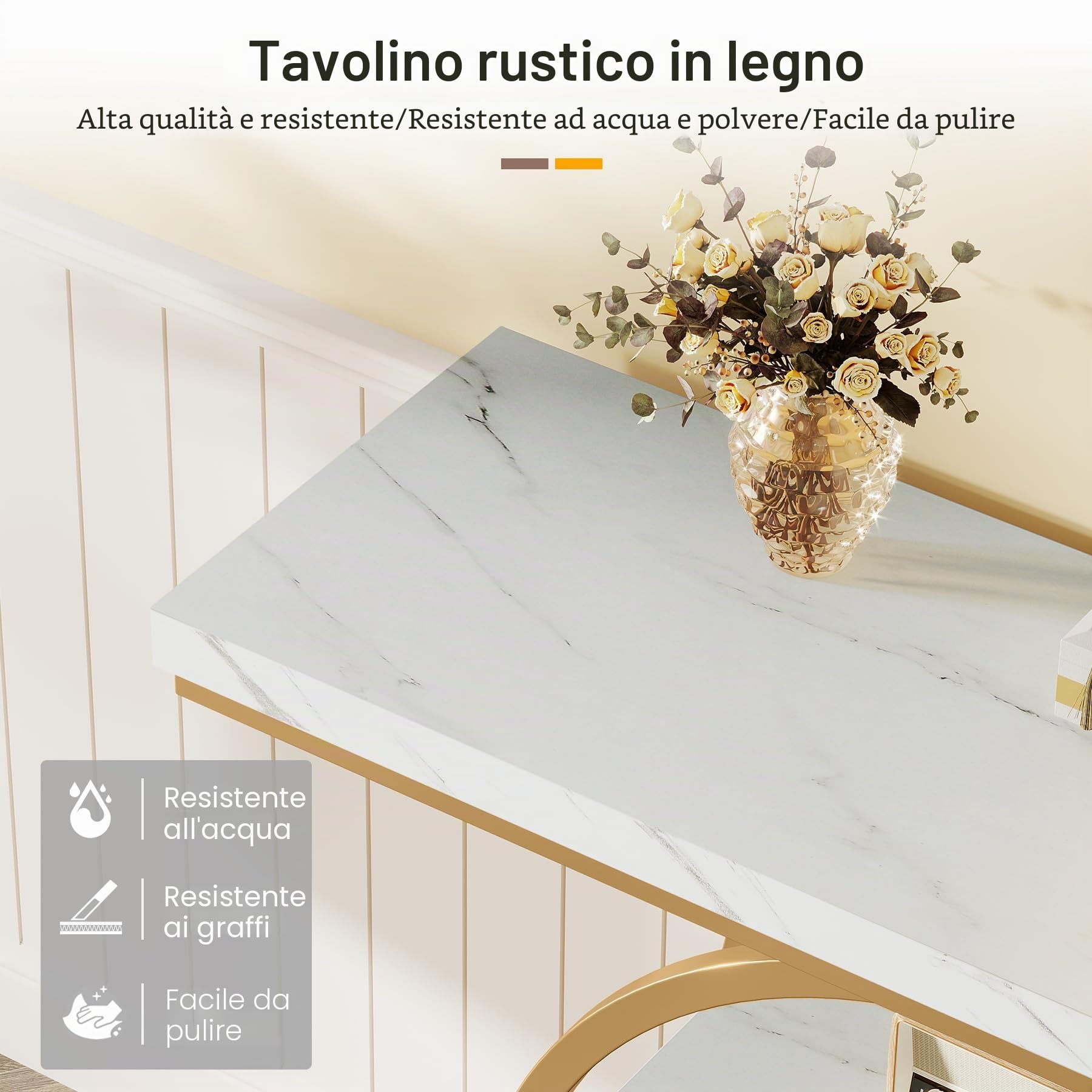 Tribesigns Tavolo consolle da 104,1 cm, tavolo industriale a 4 livelli con base circolare, tavoli decorativi in legno stretto con ripiani portaoggetti per soggiorno, corridoio, ingresso