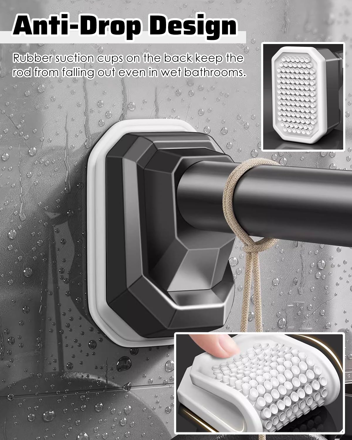 Tringle Penderie Tringle à Vêtements Ronde Télescopique - Sans Perçage, Support Extensible pour Organisateur de Vêtements de Buanderie, Tringle à Rideaux en Acier Inoxydable(Gray,70-120cm(27.6-47.2))