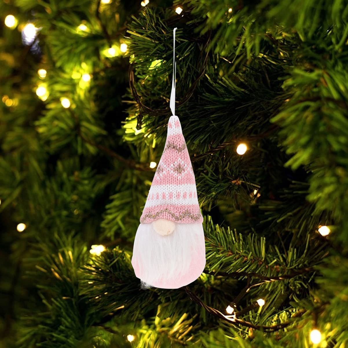 Ciieeo STK Weihnachtspuppe Weihnachtsbaum-anhänger Weihnachtszwerg-anhänger Plüsch-wichtel- Weihnachtsbaum Hängendes Schild Kleine Wichtelfiguren Zwergpuppe Rosa Stoff