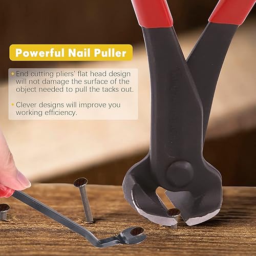 Miniatura 4 de Juego de 4 herramientas para quitar uñas y grapas, alicates de corte de extremo de 7 pulgadas, extractor de grapas, levantador de tachuelas,