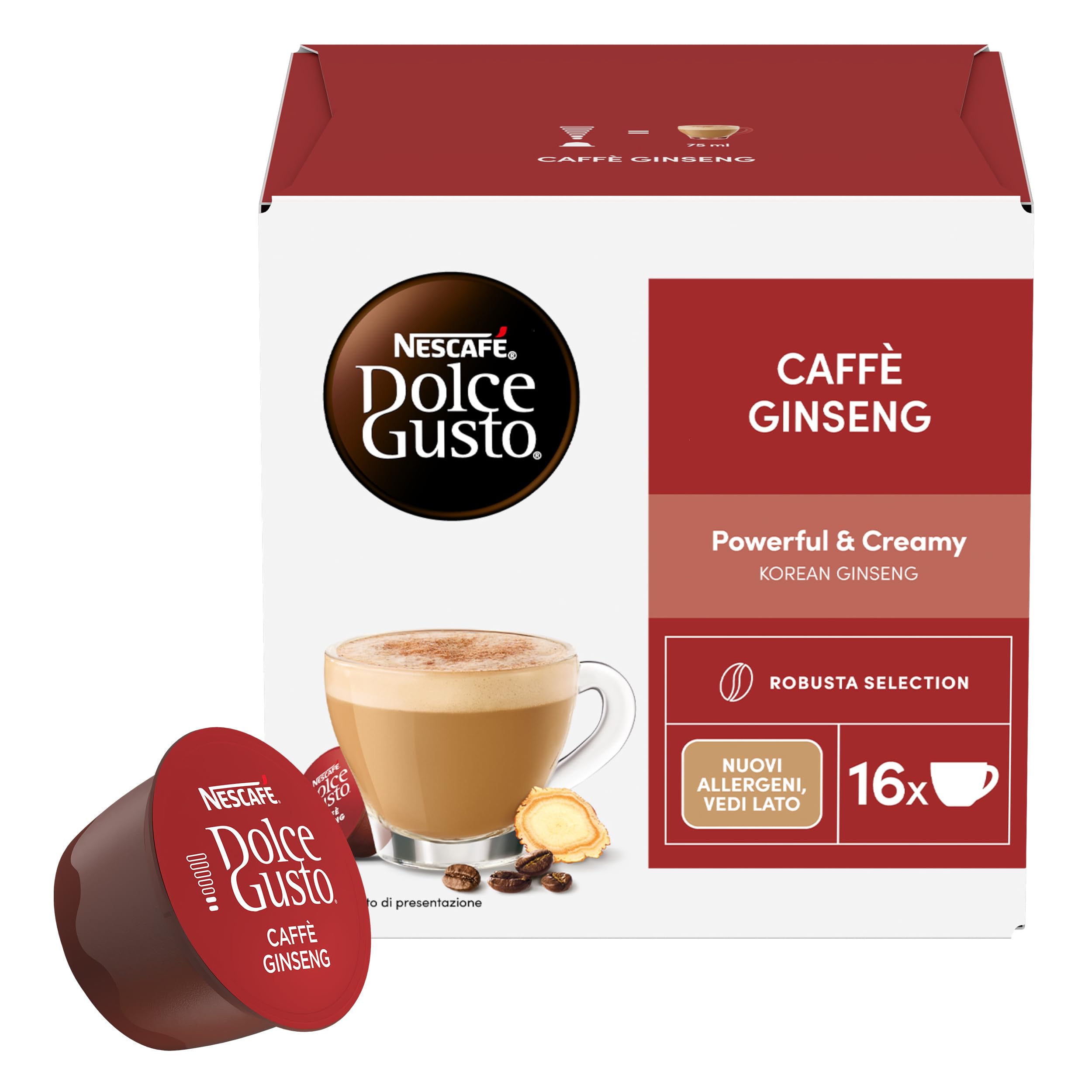 NESCAFÉ DOLCE GUSTO Caffè Ginseng, 6 Confezioni da 16 Capsule (96 Capsule Compatibili Nescafé Dolce Gusto)