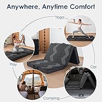 Vista 7 de INGEROOM Colchón plegable tamaño matrimonial, colchón triple de espuma viscoelástica de 4 pulgadas para campamento, con asa portátil, sofá cama