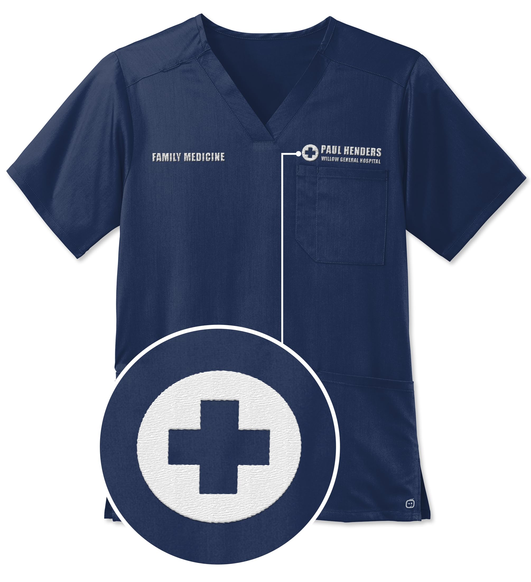 Custom Emroidered Scrub Top Add Your Embroidery Text Name Men's Premiere Flex V-Neck Scrub Shirt Navy