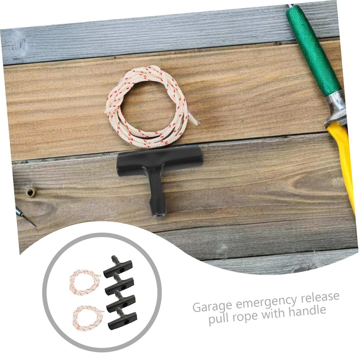 Kisangel Garage Door Pull Cord Replacement Kit with Handles, 4-Meter Emergency Release Ropes for Attic Ladder Access, 2 Sets for Garage Door Opener Maintenance and Emergency Use