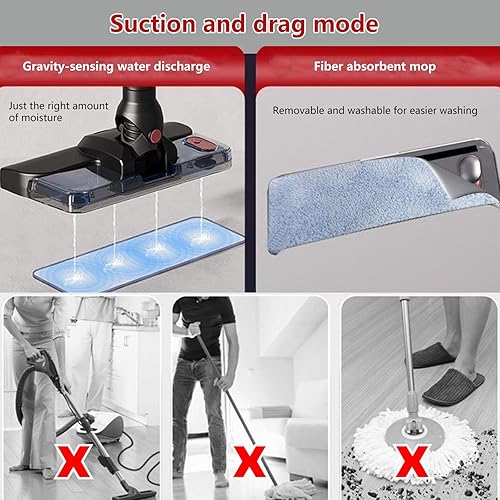 Miniatura 2 de Combo de aspiradora y trapeador inalámbrico ligero y versátil de 18 Kpa, 35 minutos de funcionamiento, recargable, máquina limpiadora de suelos