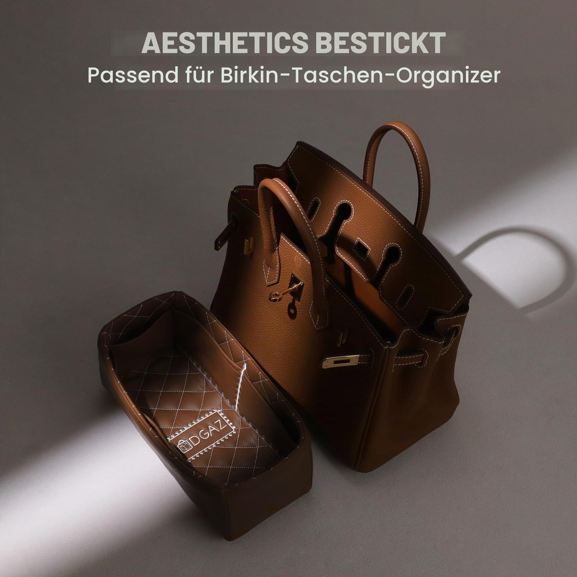 DGAZ Luxus Leder Handtaschen Organizer für Hermès Birkin 25, Gold