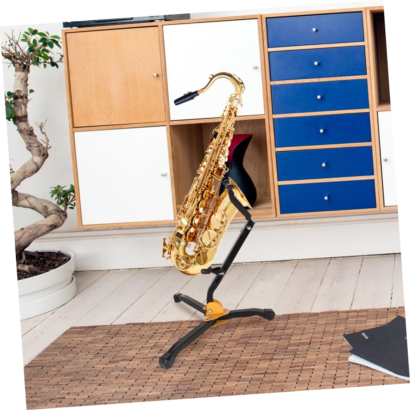 Toddmomy Faltbarer Saxophonständer Tragbarer Instrumentenständer aus Eisen und ABS mit rutschfester Oberfläche für Altsaxophon für Musikunterricht und Zuhause
