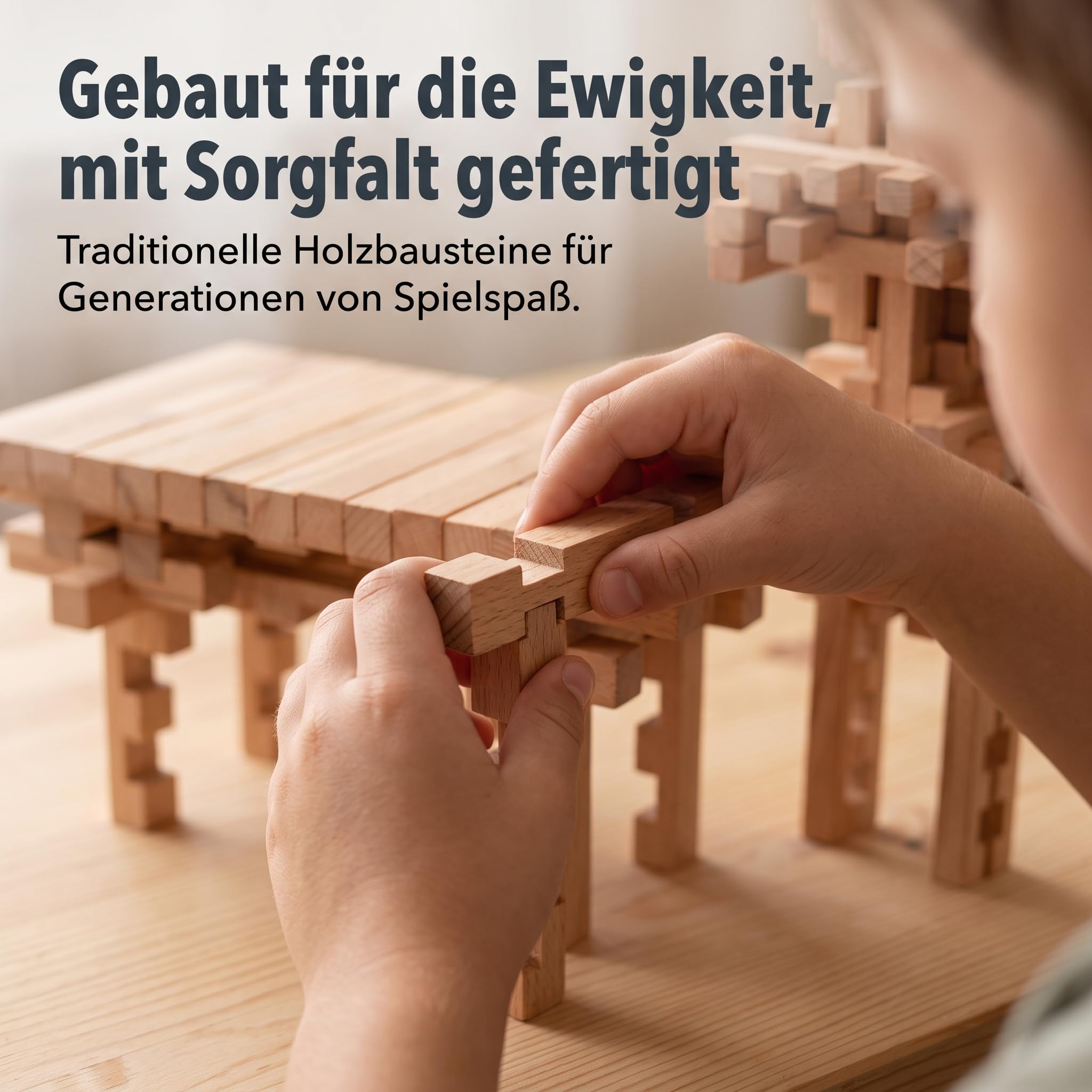 bausteine Konstruktionsspielzeug – Pädagogisches Steckspiel aus für kreatives Bauen, 42 Teile