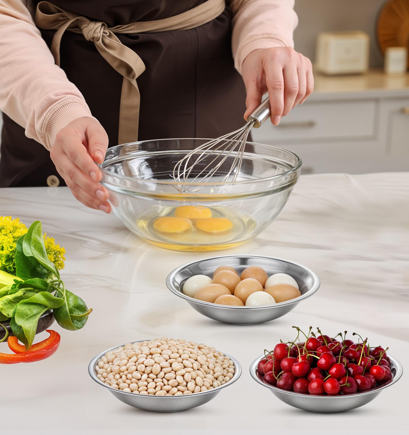 HOFURME 12 Pack Small Stainless Steel Bowls, 7.08 Inch Wide Kitchen Metal Bowl with Flat Base, Prep Bowls For Meal Prep, Cooking, Serving, Baking - Image 4