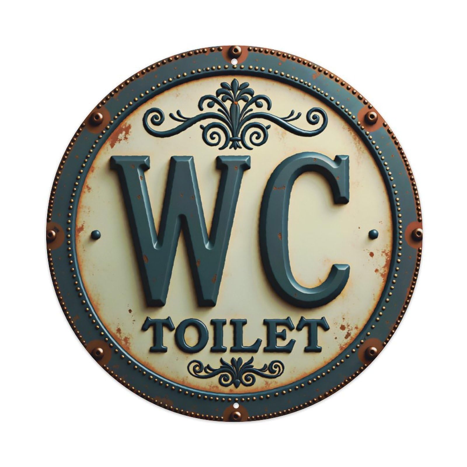 Ldfuieksufg Style Round Vintage Wc Toilet Sign Decor Wall Plaque Vintage Aluminium Metal Sign, Retro Wall Decor For Home, Bar, Garage & Farmhouse 20X20cm