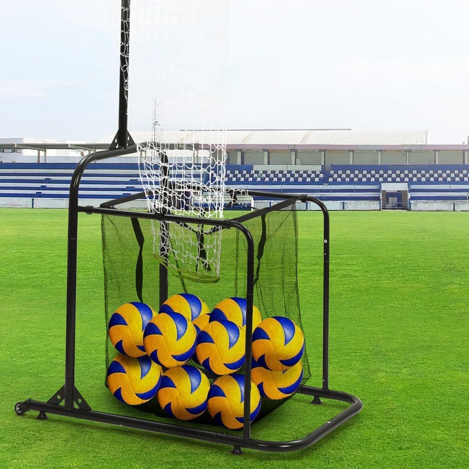 Volleyball Setter Trainingsgerät mit verstellbarer Höhe und Winkel, inklusive Rahmen und Aufbewahrungstasche für Outdoor-Übungen